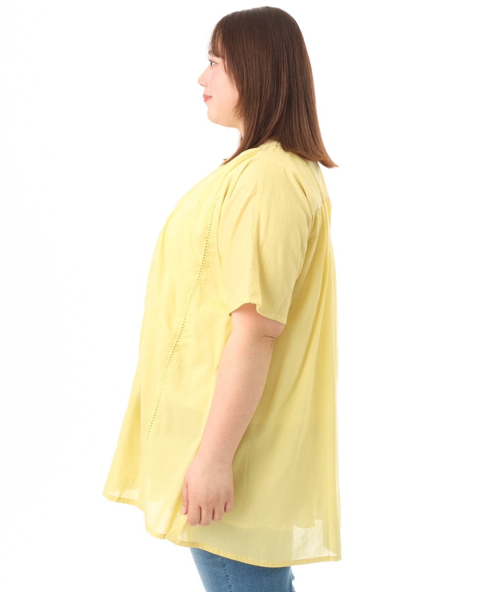 OLEFD02099 eur3(エウルキューブ) 【WEB先行販売】【大きいサイズ】ハシゴレースチュニック イエロー