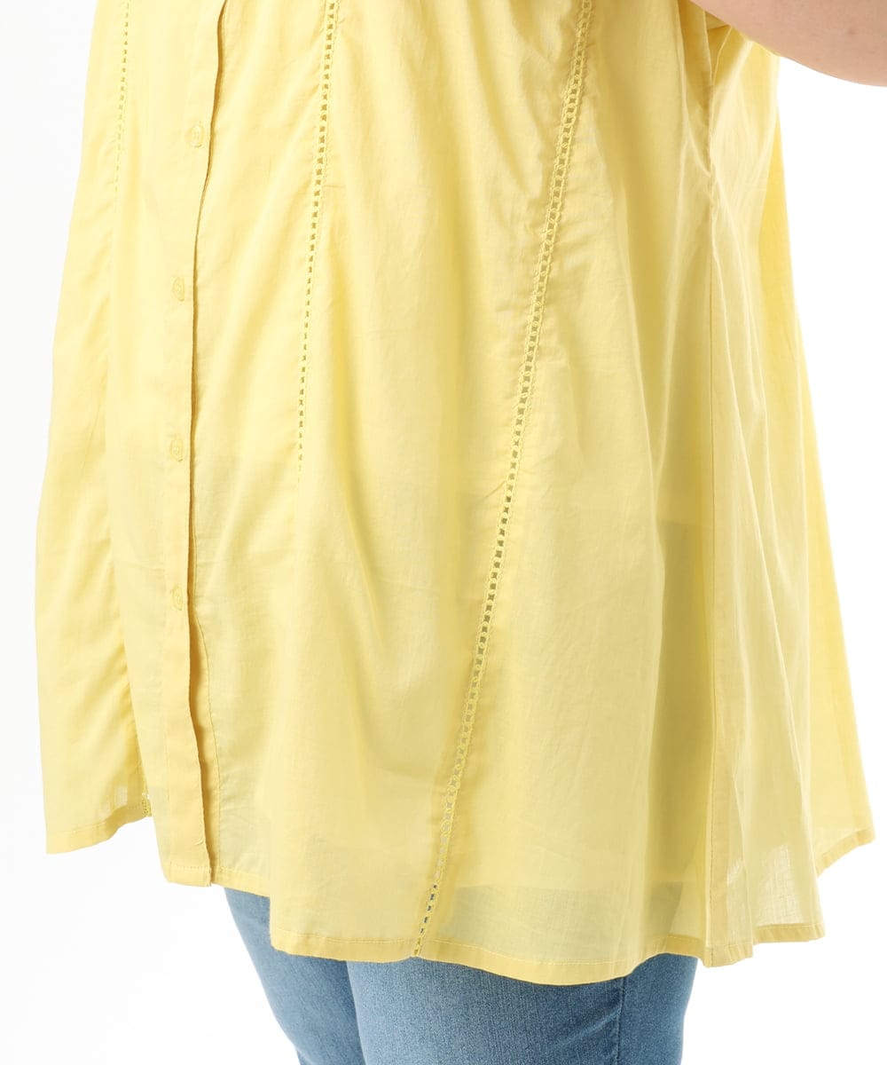 OLEFD02099 eur3(エウルキューブ) 【WEB先行販売】【大きいサイズ】ハシゴレースチュニック イエロー