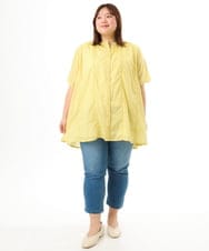 OLEFD02099 eur3(エウルキューブ) 【WEB先行販売】【大きいサイズ】ハシゴレースチュニック イエロー