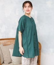 OLEFD02099 eur3(エウルキューブ) 【WEB先行販売】【大きいサイズ】ハシゴレースチュニック グリーン