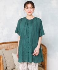 OLEFD02099 eur3(エウルキューブ) 【WEB先行販売】【大きいサイズ】ハシゴレースチュニック グリーン