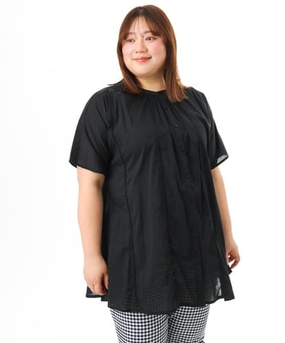 OLEFD02099 eur3 【WEB先行販売】【大きいサイズ】ハシゴレースチュニック