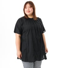 OLEFD02099 eur3(エウルキューブ) 【WEB先行販売】【大きいサイズ】ハシゴレースチュニック ブラック