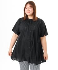 OLEFD02099 eur3(エウルキューブ) 【WEB先行販売】【大きいサイズ】ハシゴレースチュニック ブラック