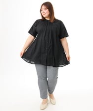 OLEFD02099 eur3(エウルキューブ) 【WEB先行販売】【大きいサイズ】ハシゴレースチュニック ブラック