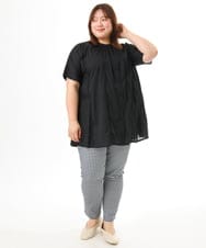 OLEFD02099 eur3(エウルキューブ) 【WEB先行販売】【大きいサイズ】ハシゴレースチュニック ブラック