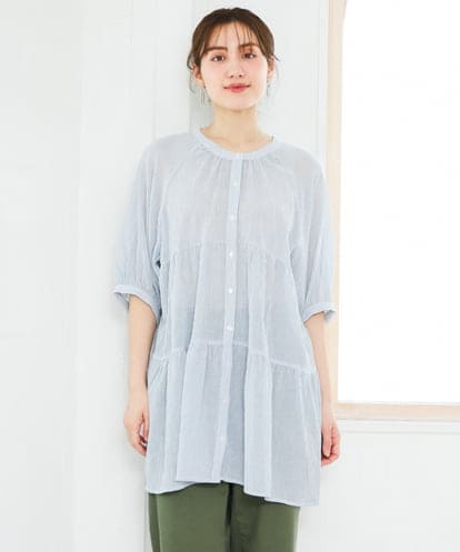 OLEFD03089 eur3 【WEB先行販売】【大きいサイズ】コットンティアードブラウスチュニック