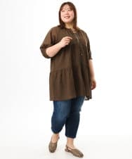 OLEFD03089 eur3(エウルキューブ) 【WEB先行販売】【大きいサイズ】コットンティアードブラウスチュニック ブラウン