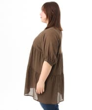 OLEFD03089 eur3(エウルキューブ) 【WEB先行販売】【大きいサイズ】コットンティアードブラウスチュニック ブラウン