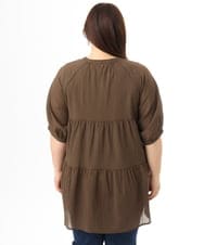 OLEFD03089 eur3(エウルキューブ) 【WEB先行販売】【大きいサイズ】コットンティアードブラウスチュニック ブラウン