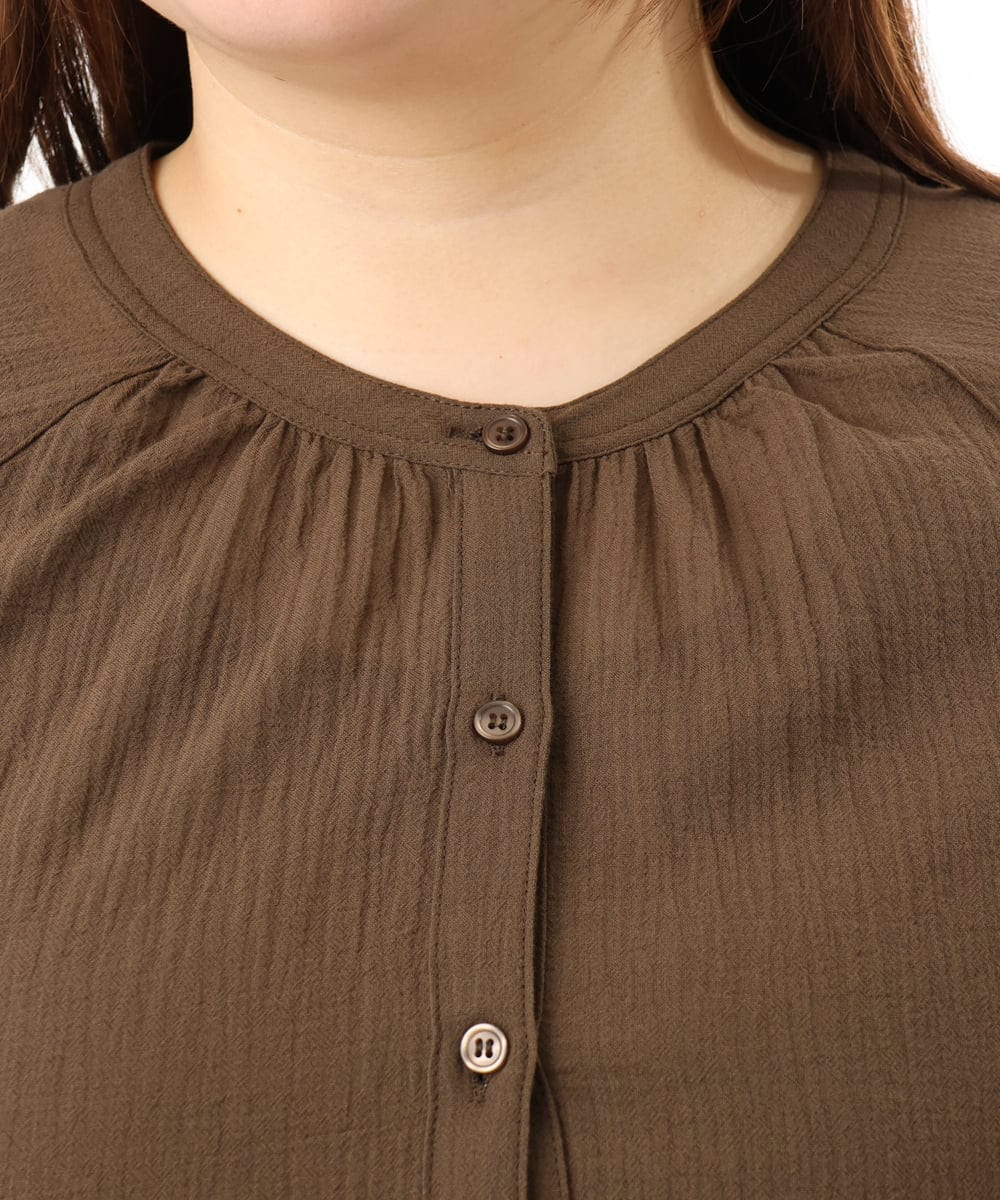 OLEFD03089 eur3(エウルキューブ) 【WEB先行販売】【大きいサイズ】コットンティアードブラウスチュニック ブラウン