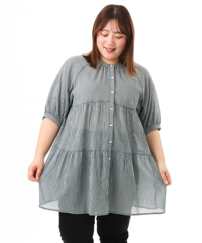 OLEFD03089 eur3 【WEB先行販売】【大きいサイズ】コットンティアードブラウスチュニック