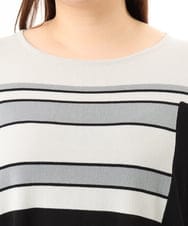 OLEFD13119 eur3(エウルキューブ) 【WEB先行販売】【大きいサイズ/接触冷感】パネルボーダーニットチュニック ブラック