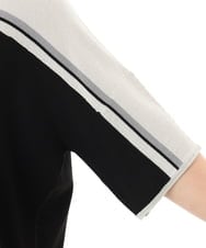 OLEFD13119 eur3(エウルキューブ) 【WEB先行販売】【大きいサイズ/接触冷感】パネルボーダーニットチュニック ブラック