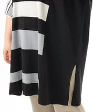 OLEFD13119 eur3(エウルキューブ) 【WEB先行販売】【大きいサイズ/接触冷感】パネルボーダーニットチュニック ブラック