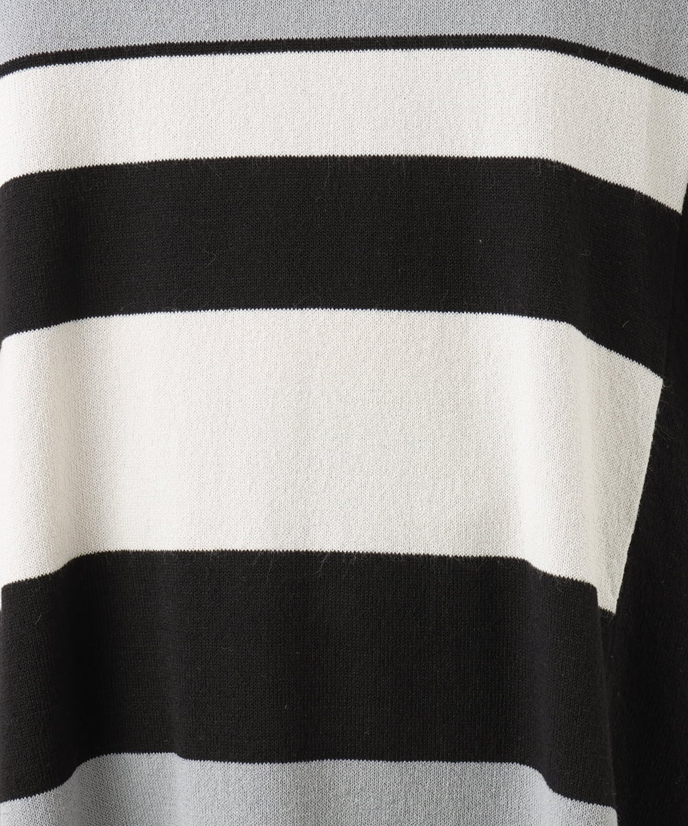 OLEFD13119 eur3(エウルキューブ) 【WEB先行販売】【大きいサイズ/接触冷感】パネルボーダーニットチュニック ブラック