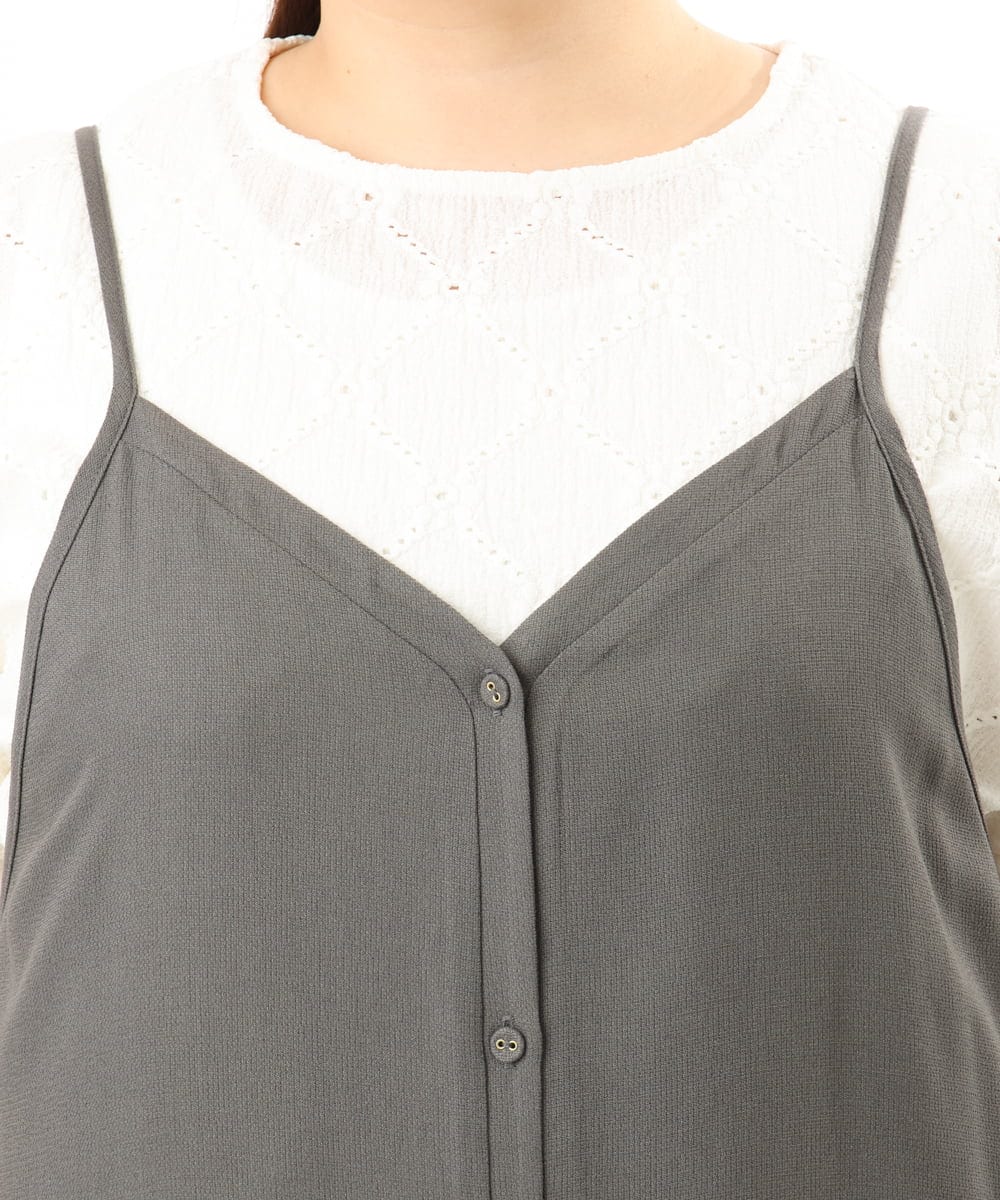 OLEFD15119 eur3(エウルキューブ) 【大きいサイズ】2WAYキャミワンピース ダークグレー