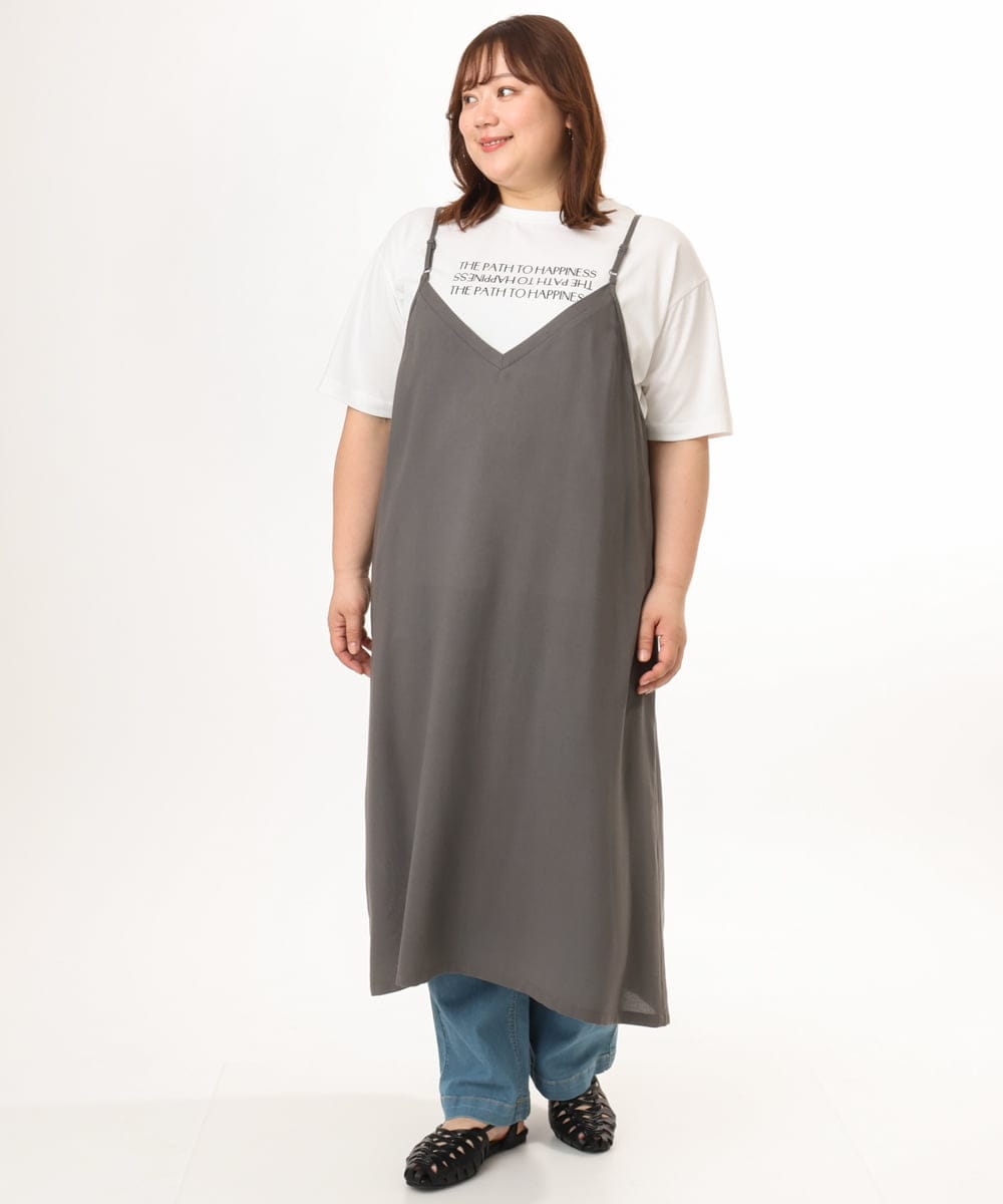 OLEFD15119 eur3(エウルキューブ) 【大きいサイズ】2WAYキャミワンピース ダークグレー