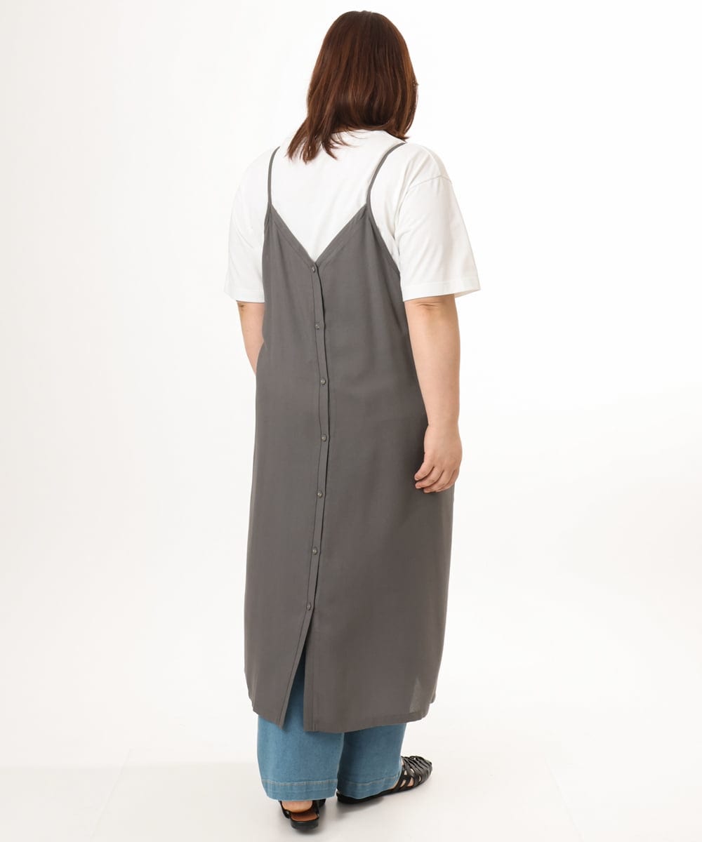 OLEFD15119 eur3(エウルキューブ) 【大きいサイズ】2WAYキャミワンピース ダークグレー