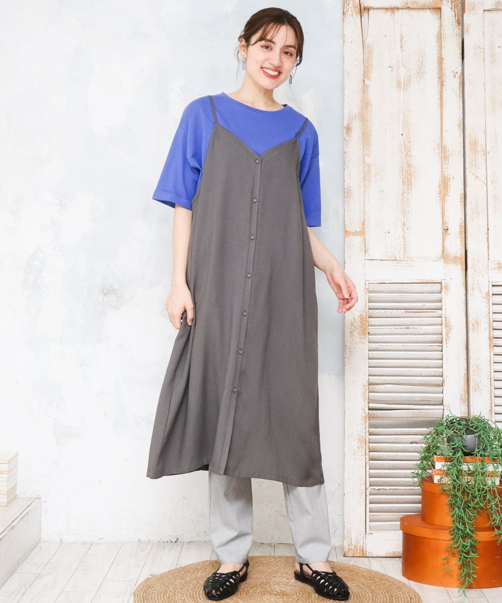 OLEFD15119 eur3(エウルキューブ) 【大きいサイズ】2WAYキャミワンピース ダークグレー