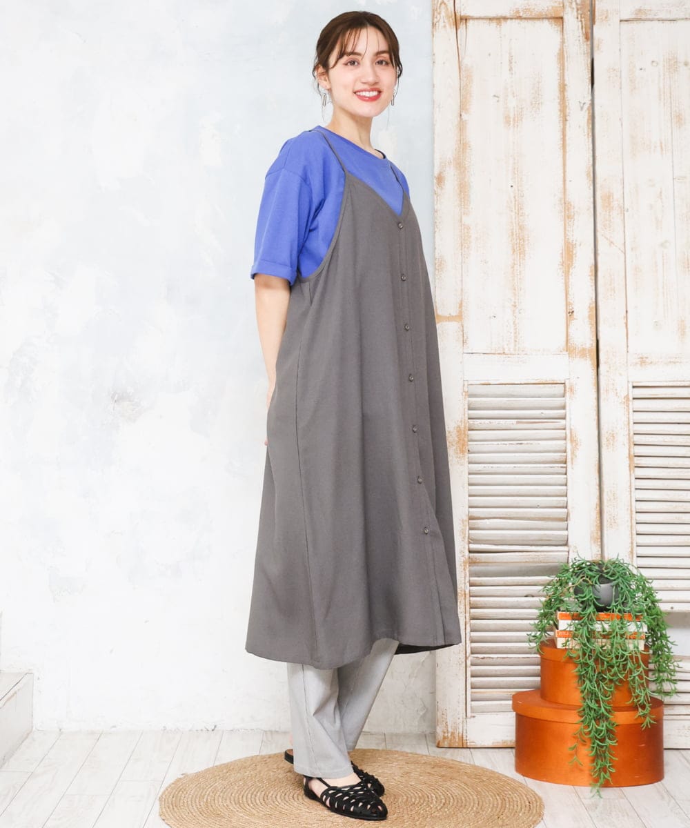 OLEFD15119 eur3(エウルキューブ) 【大きいサイズ】2WAYキャミワンピース ダークグレー