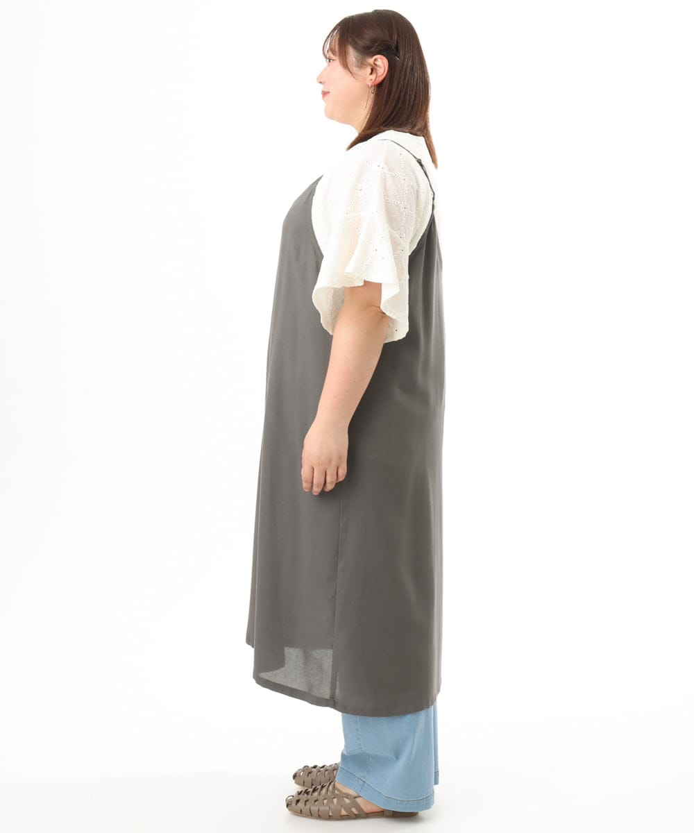 OLEFD15119 eur3(エウルキューブ) 【大きいサイズ】2WAYキャミワンピース ダークグレー
