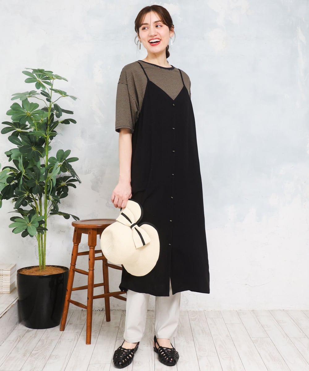 OLEFD15119 eur3(エウルキューブ) 【大きいサイズ】2WAYキャミワンピース ブラック