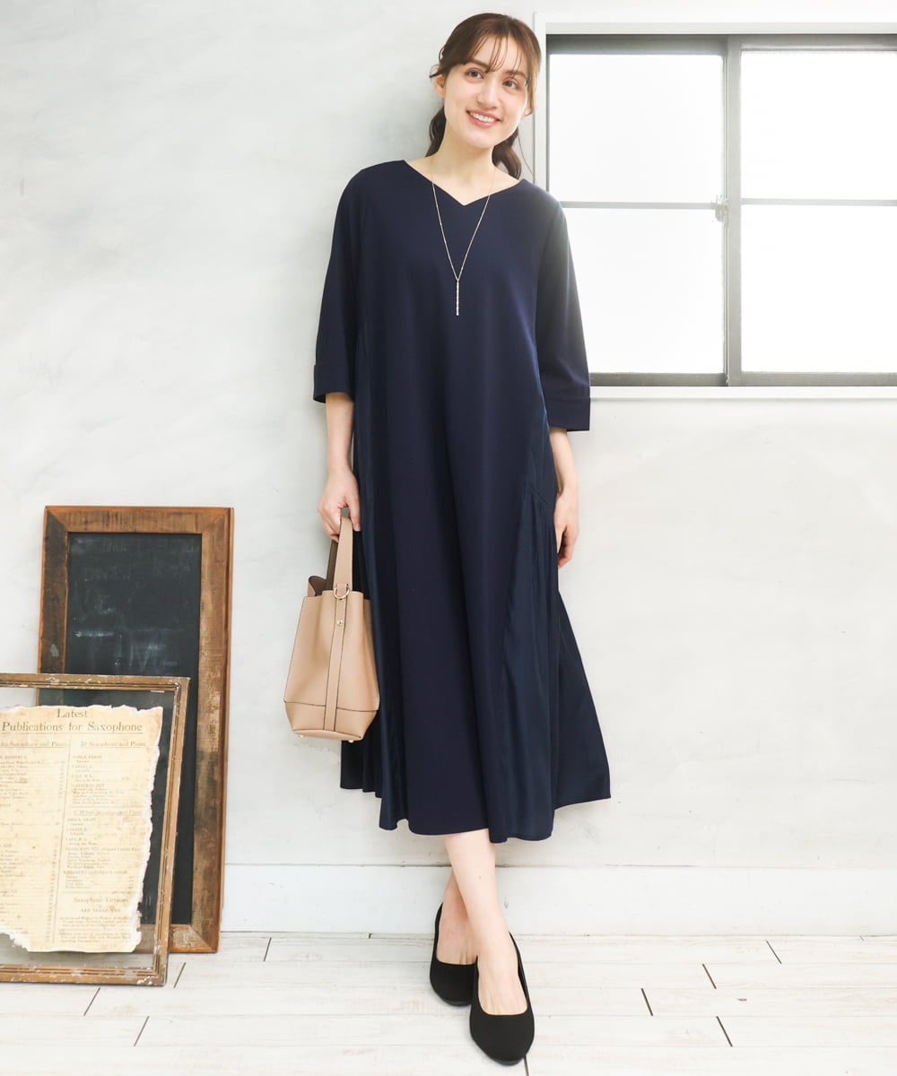 OLEFD16169 eur3(エウルキューブ) 【大きいサイズ】ジャージーコンビワンピース ネイビー