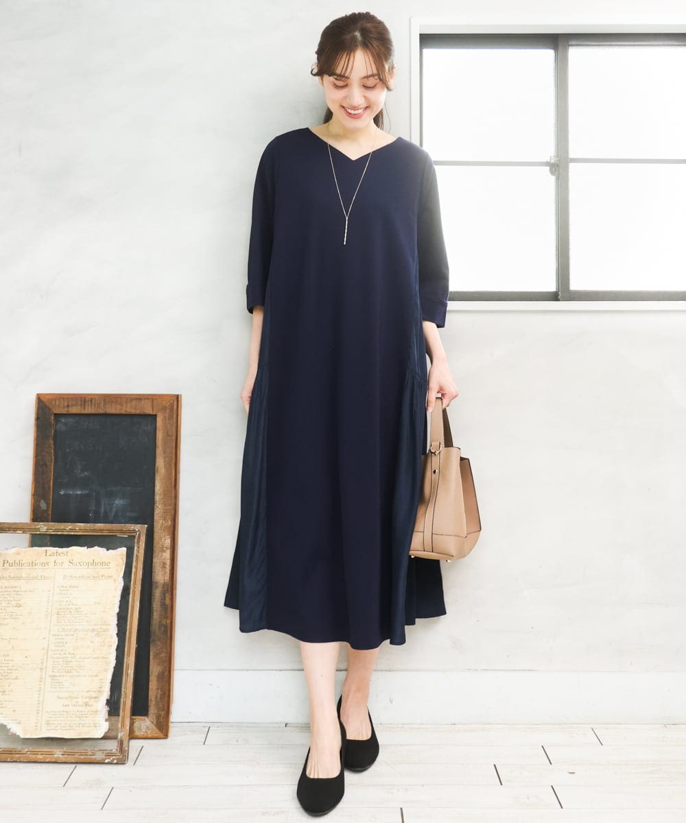 OLEFD16169 eur3(エウルキューブ) 【大きいサイズ】ジャージーコンビワンピース ネイビー