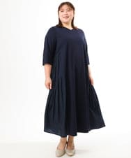 OLEFD16169 eur3(エウルキューブ) 【大きいサイズ】ジャージーコンビワンピース ネイビー