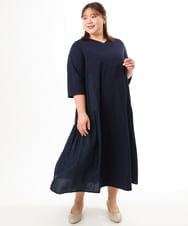 OLEFD16169 eur3(エウルキューブ) 【大きいサイズ】ジャージーコンビワンピース ネイビー