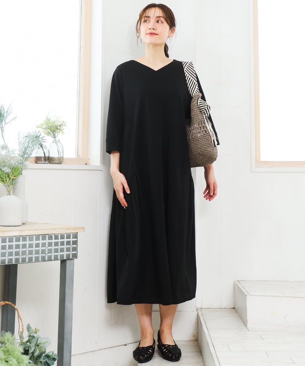 OLEFD16169 eur3(エウルキューブ) 【大きいサイズ】ジャージーコンビワンピース ブラック