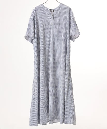 OLEFD18099 eur3 【大きいサイズ】ドロップショルダーストライプワンピース