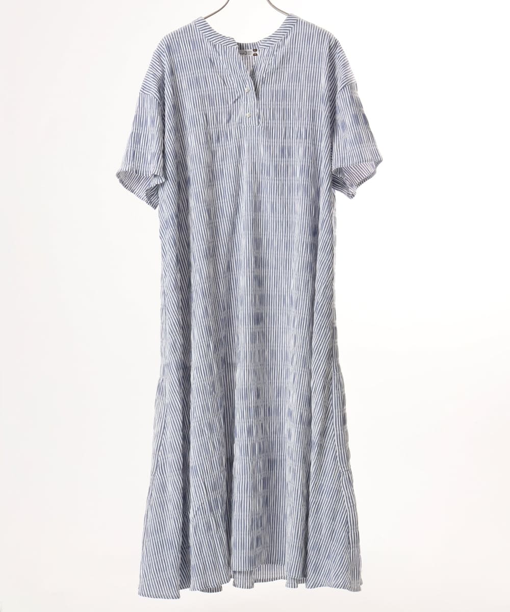 OLEFD18099 eur3(エウルキューブ) 【大きいサイズ】ドロップショルダーストライプワンピース ネイビー