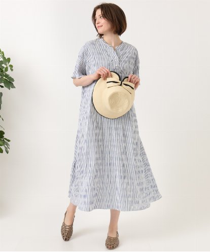 OLEFD18099 eur3 【大きいサイズ】ドロップショルダーストライプワンピース