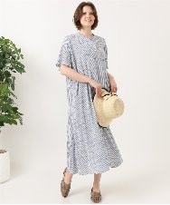 OLEFD18099 eur3(エウルキューブ) 【大きいサイズ】ドロップショルダーストライプワンピース ネイビー