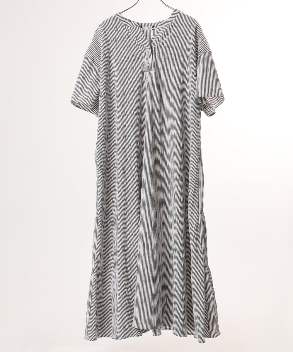 OLEFD18099 eur3(エウルキューブ) 【大きいサイズ】ドロップショルダーストライプワンピース ブラック