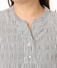 OLEFD18099 eur3(エウルキューブ) 【大きいサイズ】ドロップショルダーストライプワンピース ブラック