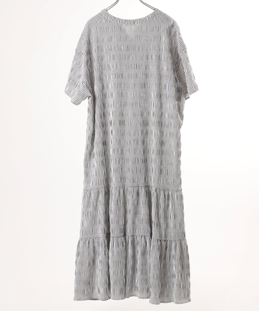 OLEFD18099 eur3(エウルキューブ) 【大きいサイズ】ドロップショルダーストライプワンピース ブラック