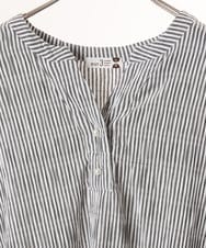 OLEFD18099 eur3(エウルキューブ) 【大きいサイズ】ドロップショルダーストライプワンピース ブラック