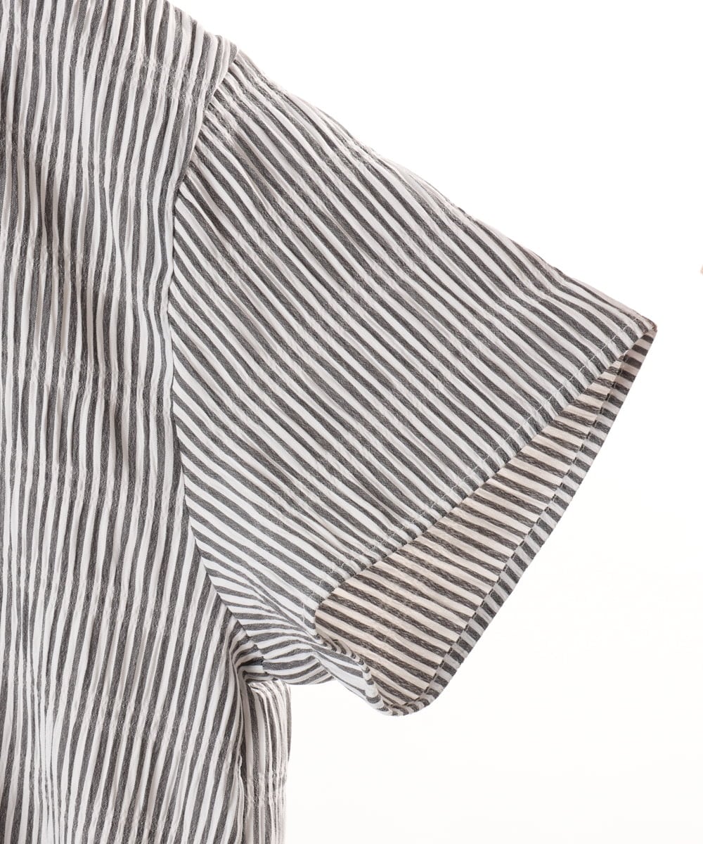 OLEFD18099 eur3(エウルキューブ) 【大きいサイズ】ドロップショルダーストライプワンピース ブラック