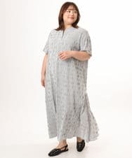 OLEFD18099 eur3(エウルキューブ) 【大きいサイズ】ドロップショルダーストライプワンピース ブラック