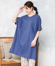 OLEFD19099 eur3(エウルキューブ) 【WEB先行販売】【大きいサイズ/接触冷感】ボクシーシルエットチュニック ブルー