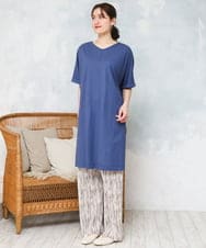 OLEFD19099 eur3(エウルキューブ) 【WEB先行販売】【大きいサイズ/接触冷感】ボクシーシルエットチュニック ブルー