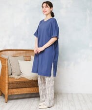 OLEFD19099 eur3(エウルキューブ) 【WEB先行販売】【大きいサイズ/接触冷感】ボクシーシルエットチュニック ブルー