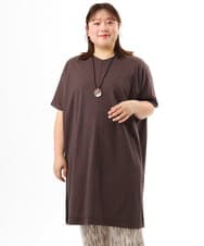 OLEFD19099 eur3(エウルキューブ) 【WEB先行販売】【大きいサイズ/接触冷感】ボクシーシルエットチュニック ブラウン
