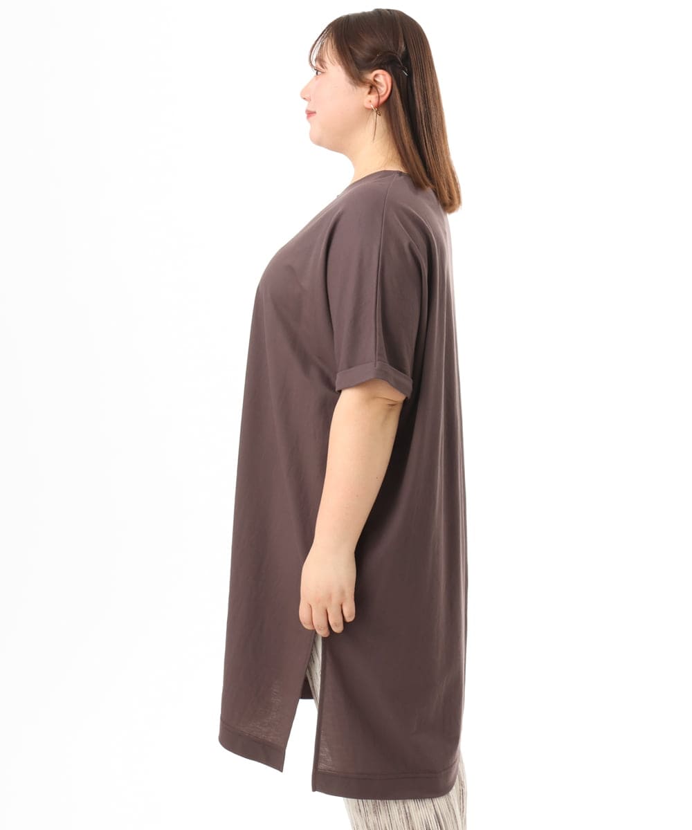 OLEFD19099 eur3(エウルキューブ) 【WEB先行販売】【大きいサイズ/接触冷感】ボクシーシルエットチュニック ブラウン