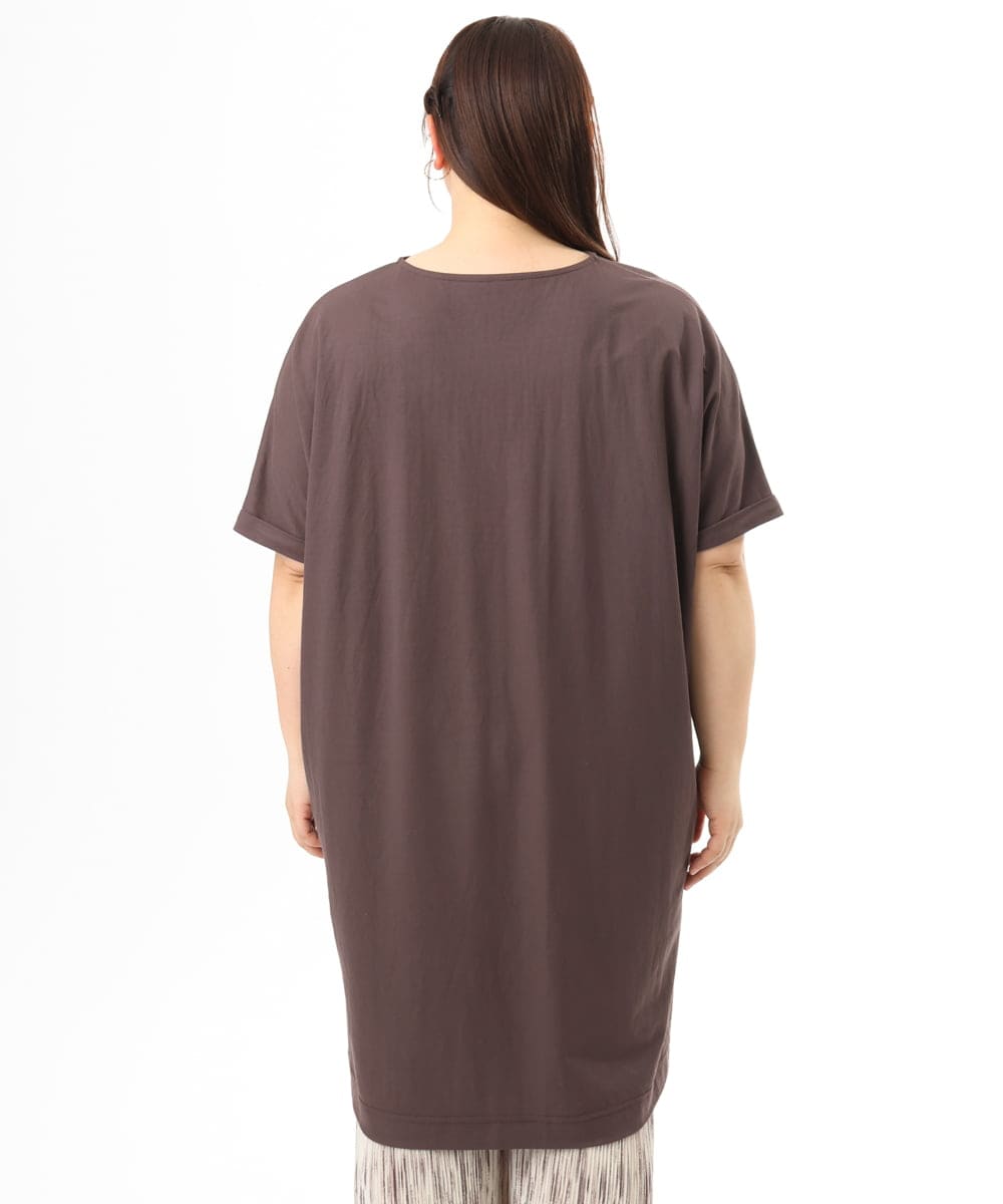 OLEFD19099 eur3(エウルキューブ) 【WEB先行販売】【大きいサイズ/接触冷感】ボクシーシルエットチュニック ブラウン