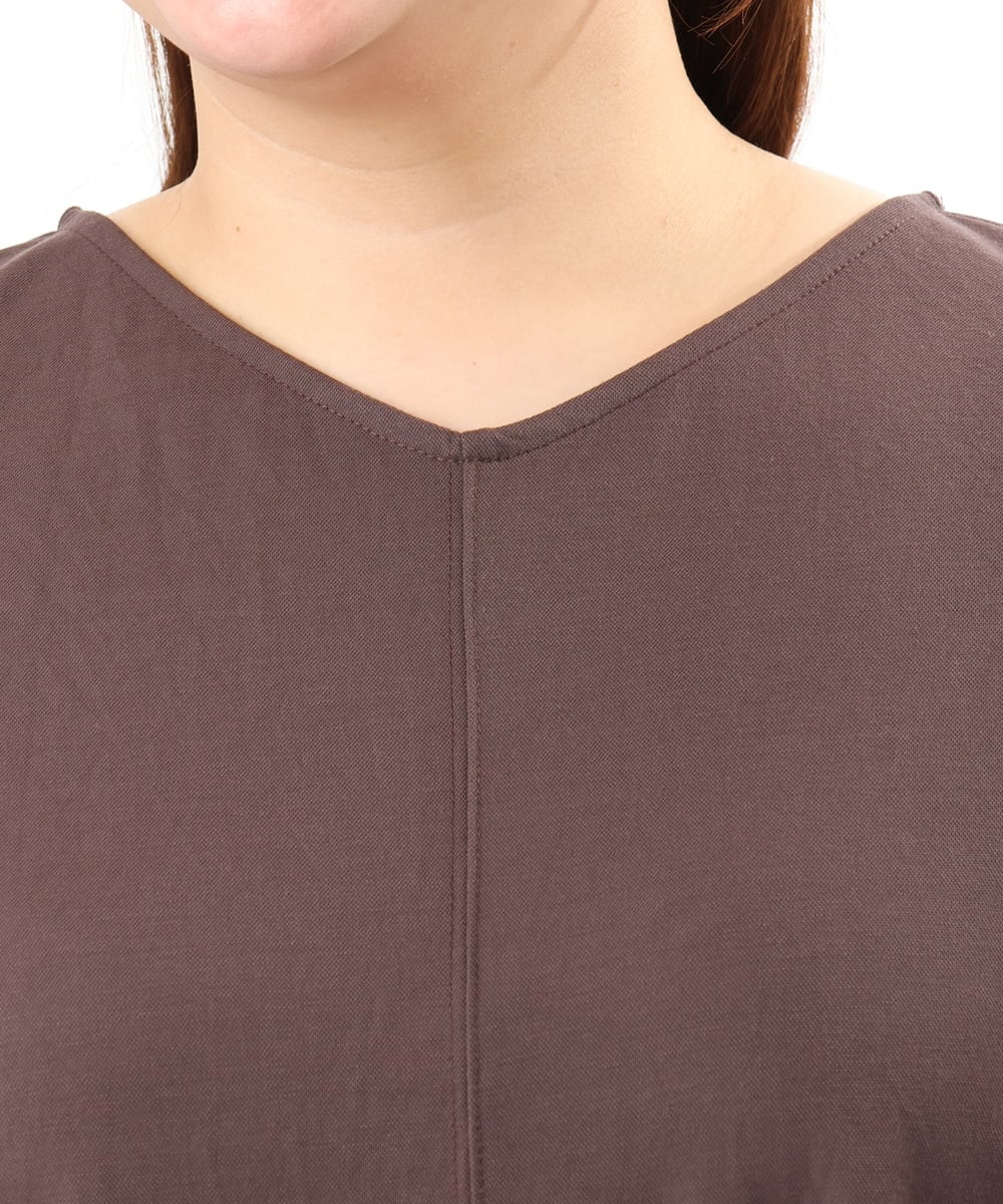 OLEFD19099 eur3(エウルキューブ) 【WEB先行販売】【大きいサイズ/接触冷感】ボクシーシルエットチュニック ブラウン