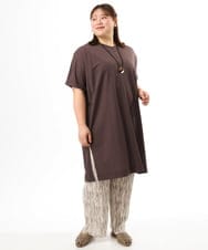 OLEFD19099 eur3(エウルキューブ) 【WEB先行販売】【大きいサイズ/接触冷感】ボクシーシルエットチュニック ブラウン